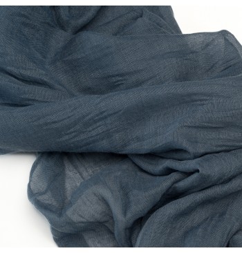 Chemin de table gaze de coton bleu denim 90 x 300 cm